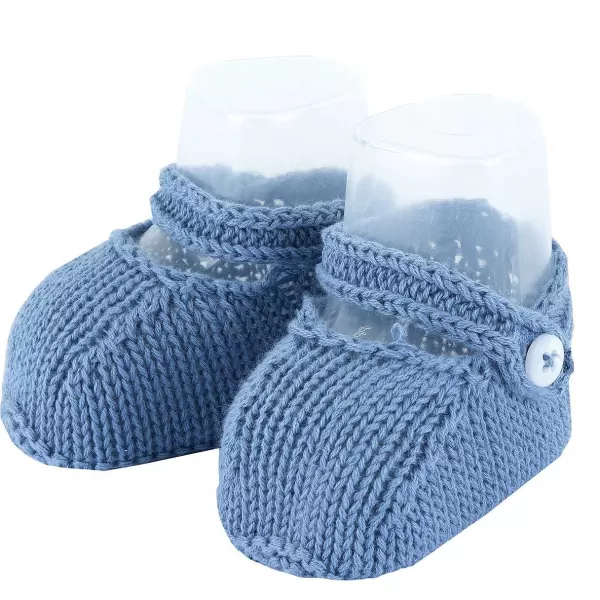 Hot Chicco Babuchas De Tricot Com Bot O Azul Escuro-028