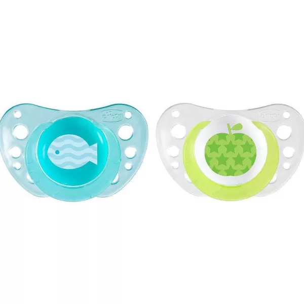 Outlet Chicco Chupeta Physioforma Air 6-16M 2 Pcs (Tetina Silicone) Silicone Fish And Apple