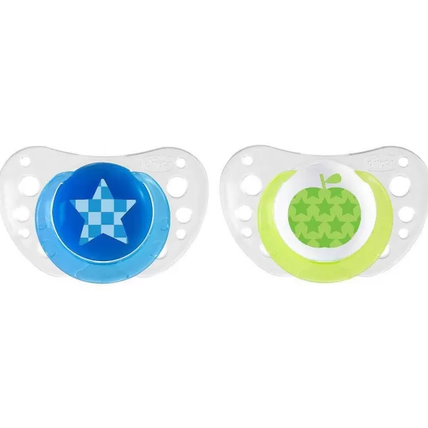 Outlet Chicco Chupeta Physioforma Air 6-16M 2 Pcs (Tetina Silicone) Silicone Star And Apple