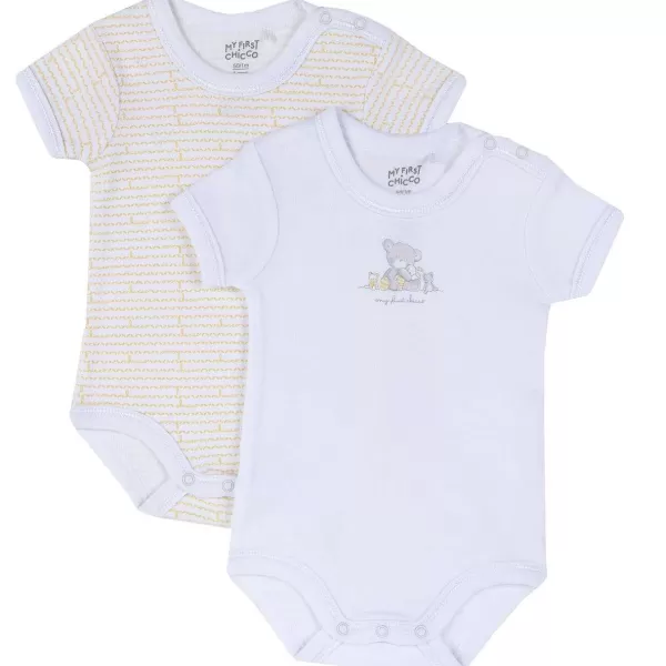 Hot Chicco Conjunto Body Interior Branco / Amarelo