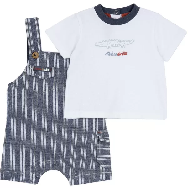 Sale Chicco Conjunto Com T-Shirt E Jardineiras