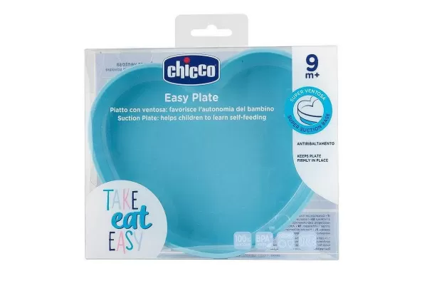 Outlet Chicco Prato Heart Em Silicone Com Ventosa Azul Claro