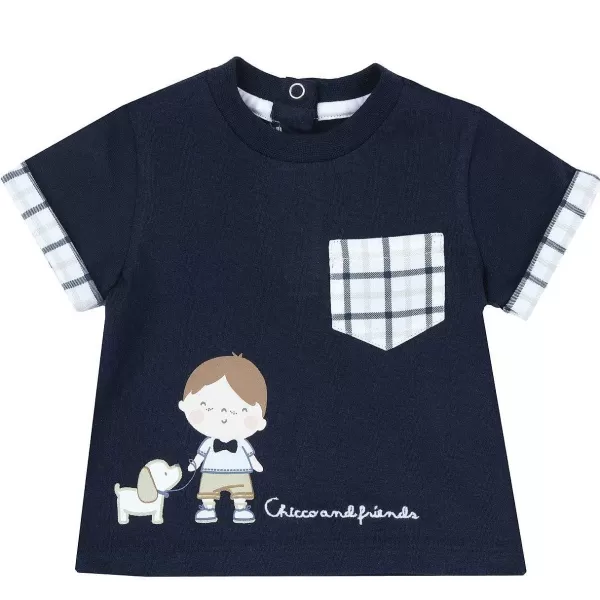 Shop Chicco T-Shirt Azul Manga Curta Azul Escuro