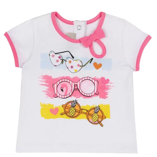 Store Chicco T-Shirt Com Estampagem De Óculos De Sol - Algod O Sustent Vel