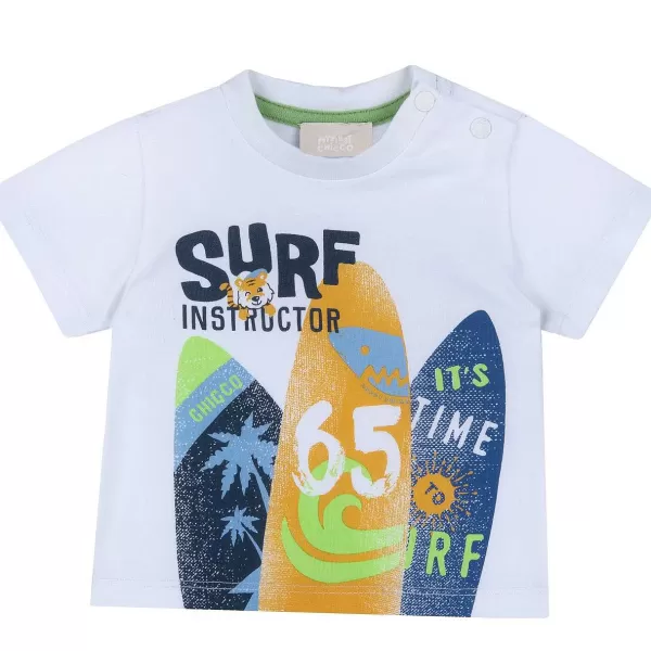 Store Chicco T-Shirt Com Estampagem De Surf - Algod O Sustent Vel