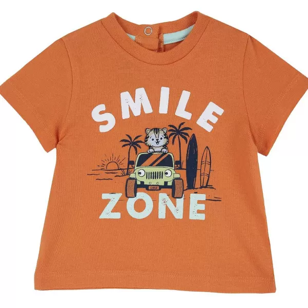 Shop Chicco T-Shirt Com Estampagem Smile Zone Laranja M ©Dio