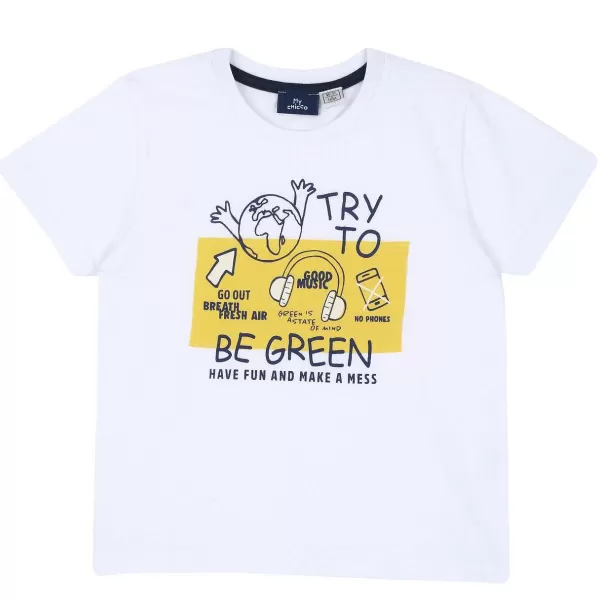 Online Chicco T-Shirt Com Estampagem Try To Be Green