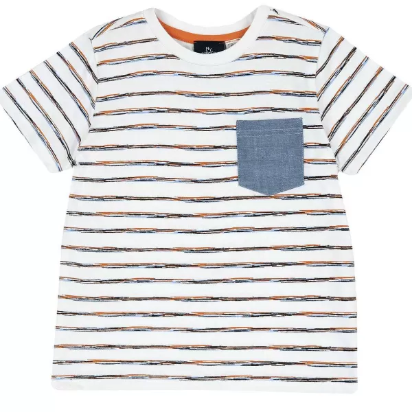 Store Chicco T-Shirt Com Padr O S Riscas E Bolso Cr Impresso