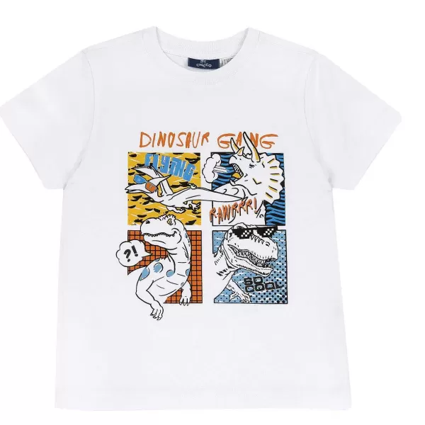 Fashion Chicco T-Shirt Manga Curta Com Dinossauro