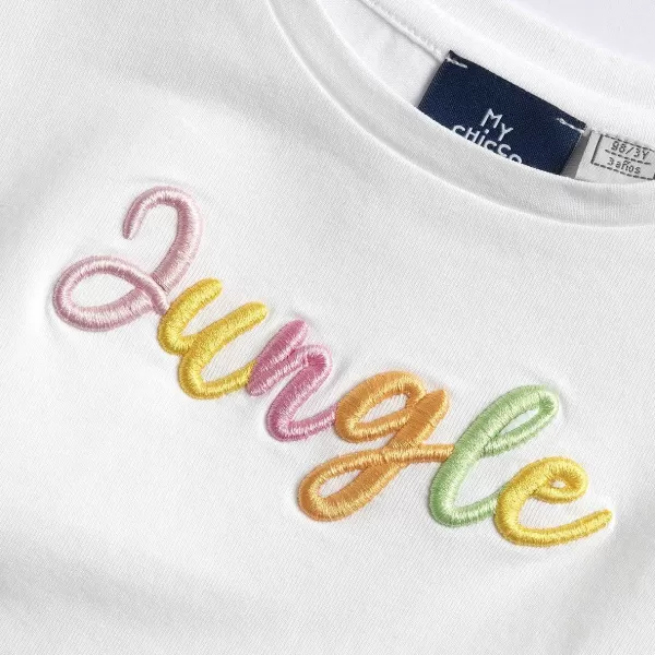 Store Chicco T-Shirt Manga Curta Com Letras Bordadas